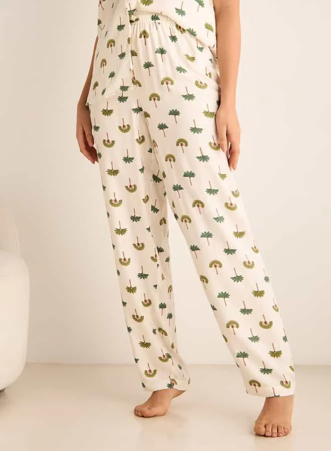 Splash FAV Floral Print Short Sleeves Shirt and Pyjama Set