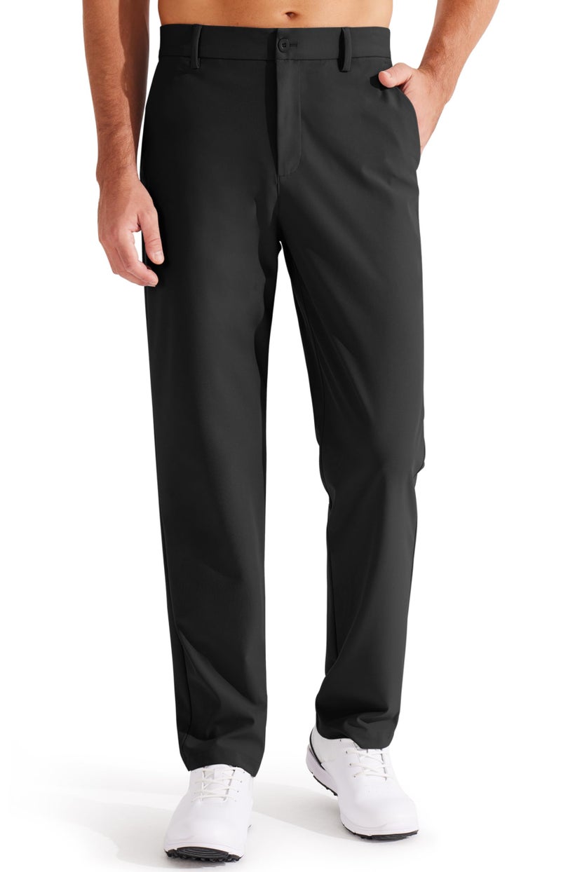 Libin Mens Golf Dress Pants Stretch Work Slacks 29 Lightweight Business Casual Pants for Men Classic Fit Lounge Trousers Comfy with Pockets Black 32W x 29L
