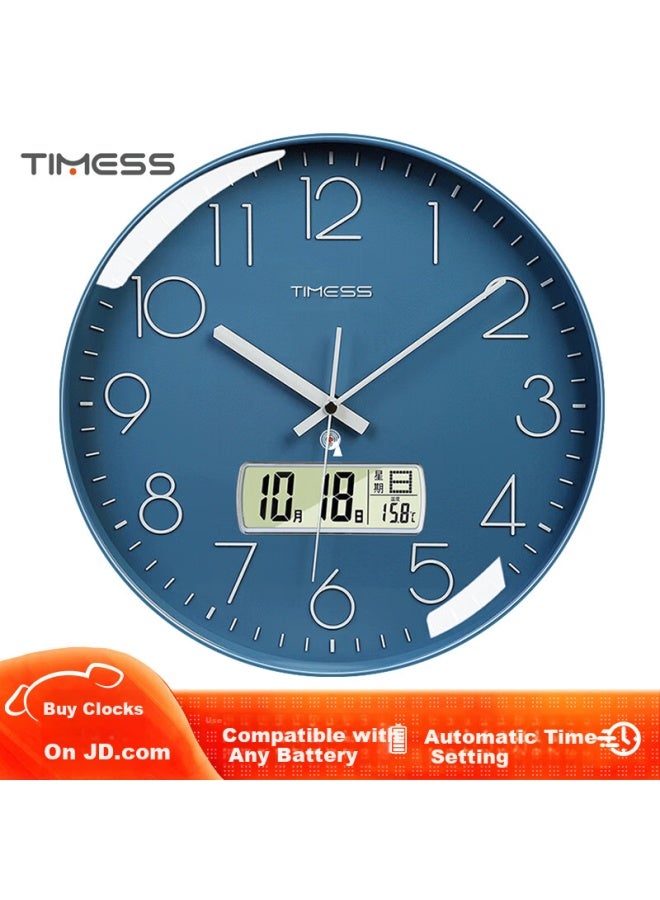 Timess Radio-controlled Wall Clock Automatic Time Setting Living Room Clock New Model Temperature Calendar Wall Clock 30cm - Image 1
