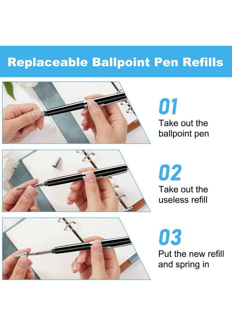 25 Set Replaceable Ballpoint Pen Refills with Spring Metal Ball Point Smooth Writing 0.5mm Replacement Refills Retractable Ballpoint Pen Refills for School Office Supplies Black