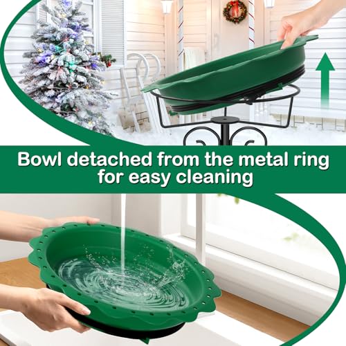 Jvgoo Heated Bird Bath for Outside Winter, Powerful 100W Thermostat Control Heated Bird Baths for Outdoors with 5-Prong Metal Stake, Heated Birdbath Water Heater for Garden Yard Patio Lawn (Green) - Image 4