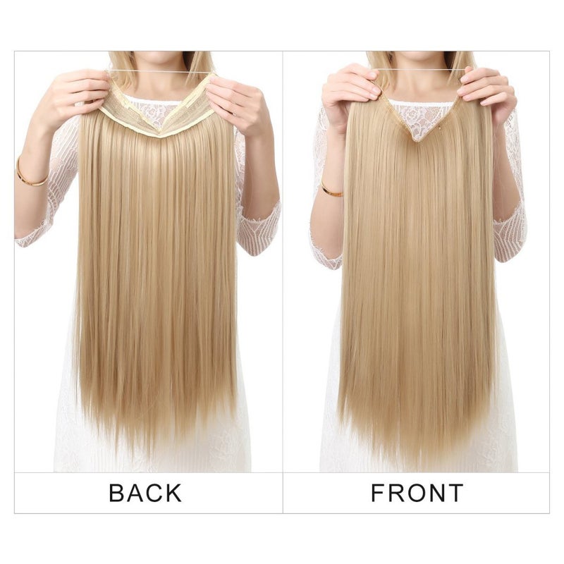 Women's One Piece Adjustable Invisible Long Straight Wig Hair Extension Hair Pieces Styling Tools - Image 4