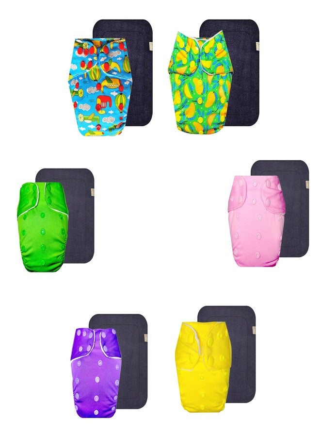 Dumbledo Premium Cloth Diaper with Gray Insert (Pack of 6) | Hypoallergenic | Leakproof | Quick Dry | Worry-Free Diapering | 3 Months - 3 Years | Unisex Baby - Image 1