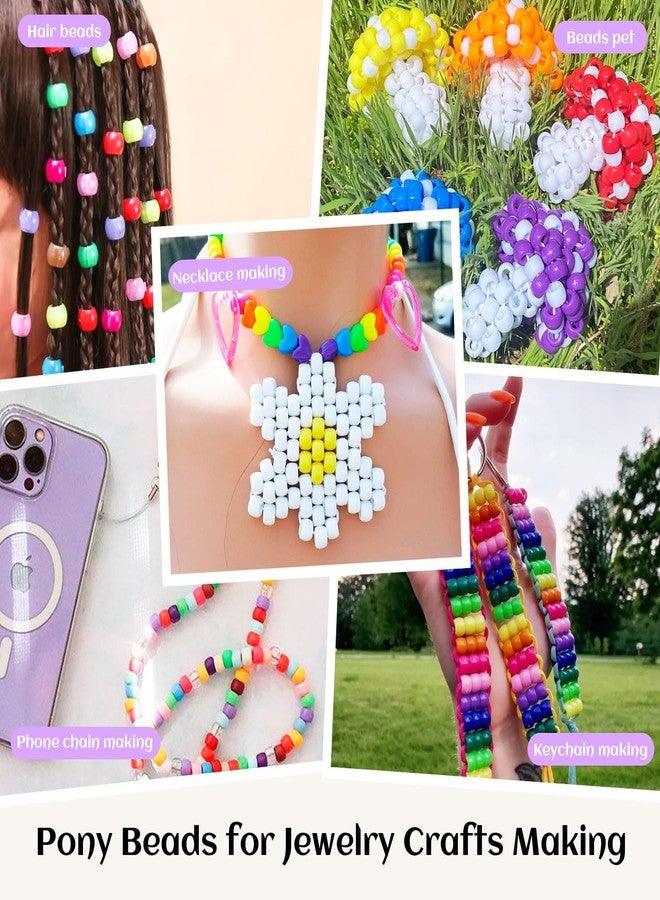 Sunlode 1000+PCS Assorted Pony Beads for Bracelets, 9mm Acrylic Rave Kandi Bead Bulk with Cute Heart Star Butterfly Fun Shaped Beads for Hair Braid Keychain Charms Jewelry Making Kids DIY Crafts - Image 4