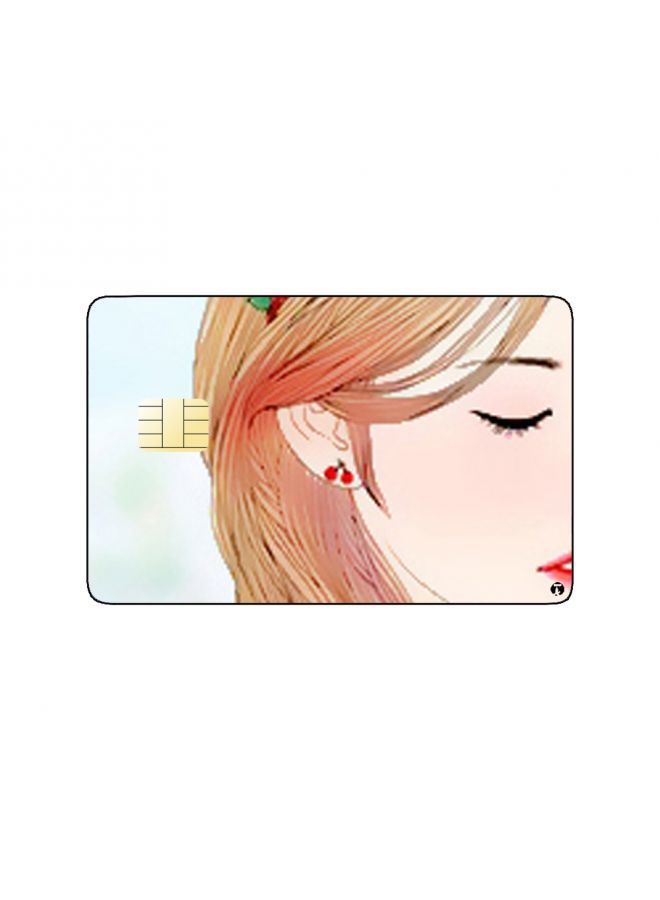 RKN PRINTED BANK CARD STICKER Cute Girl Drawing In Yellow Shirt - Image 1
