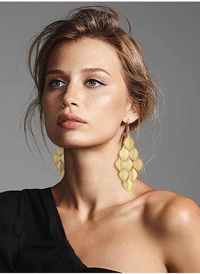 Al Aoyama 2 pairs Stainless Steel Hoop Earrings for Women Simple Gold Color Circle Small Earrings Gold Color Leaves  Earrings For Women  - Image 2