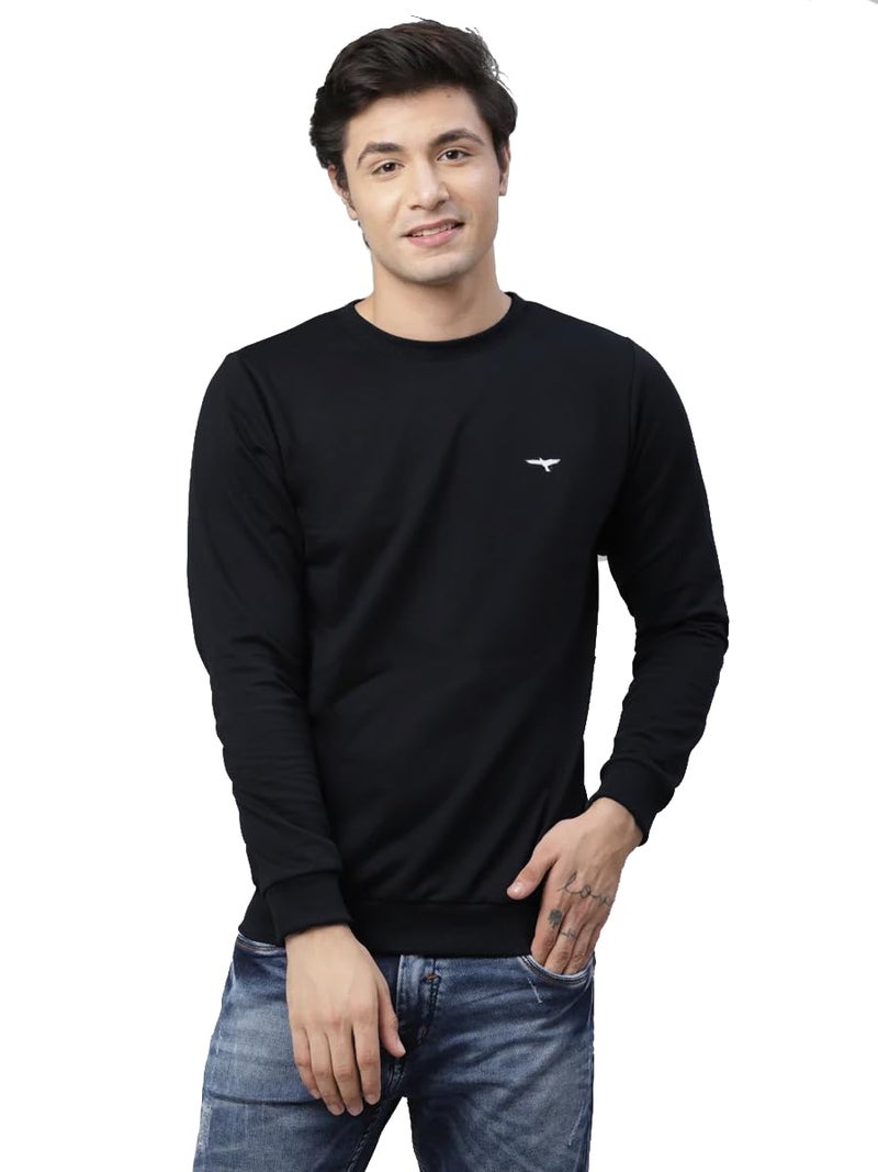REYA Full Sleeve Solid Men Round Neck Black Sweatshirt (L-Size) - Image 5