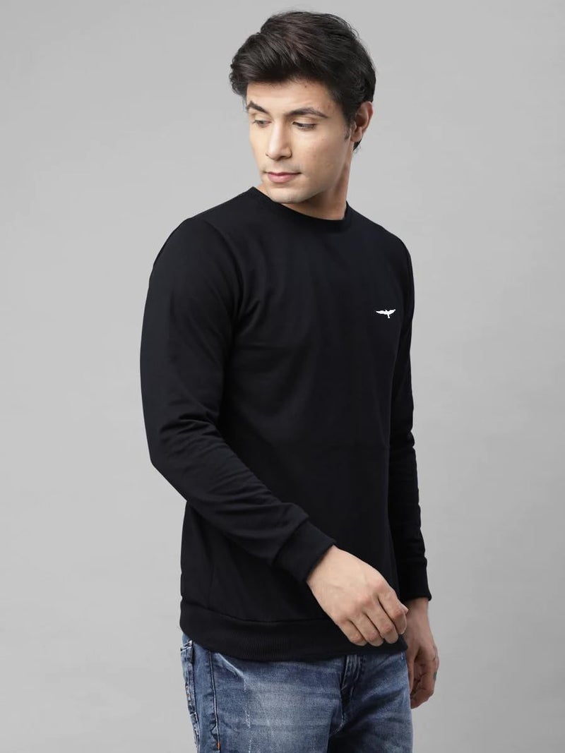 REYA Full Sleeve Solid Men Round Neck Black Sweatshirt (L-Size) - Image 3
