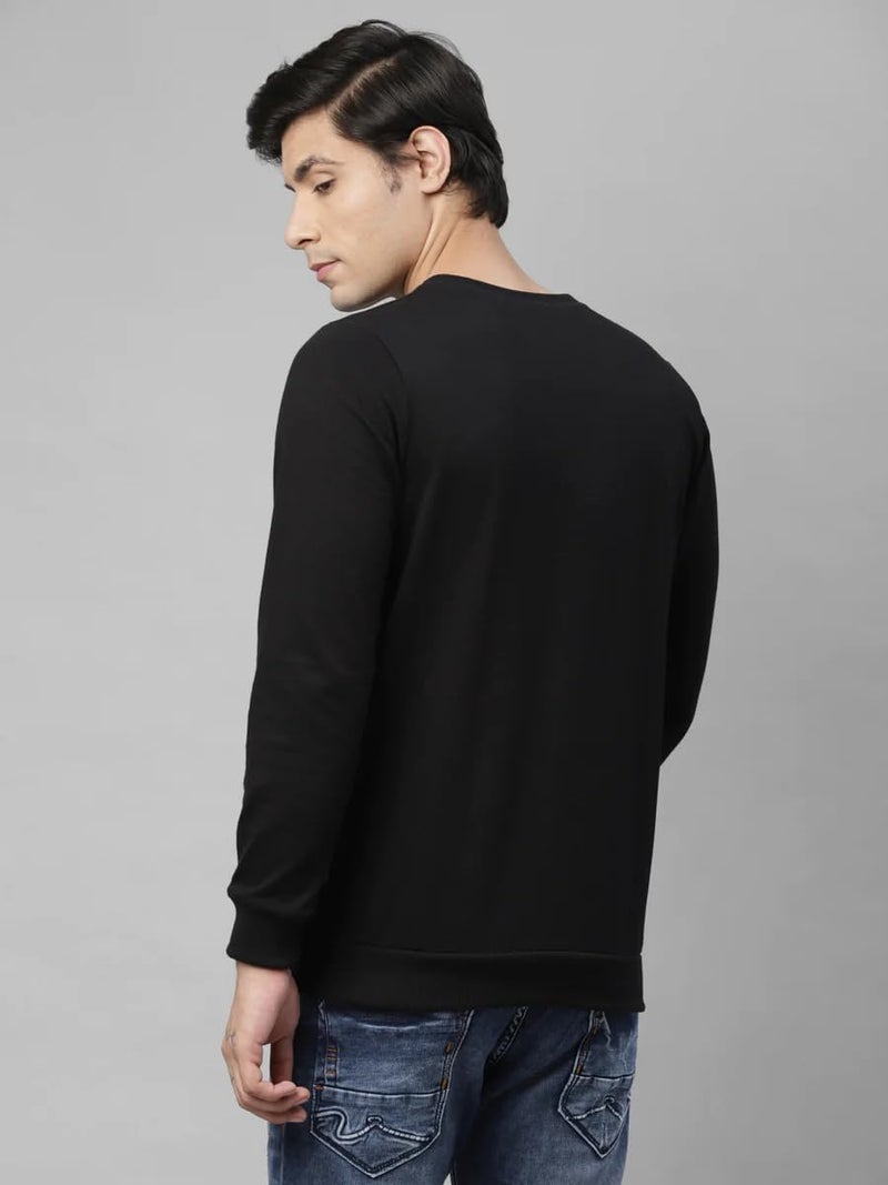 REYA Full Sleeve Solid Men Round Neck Black Sweatshirt (L-Size) - Image 2