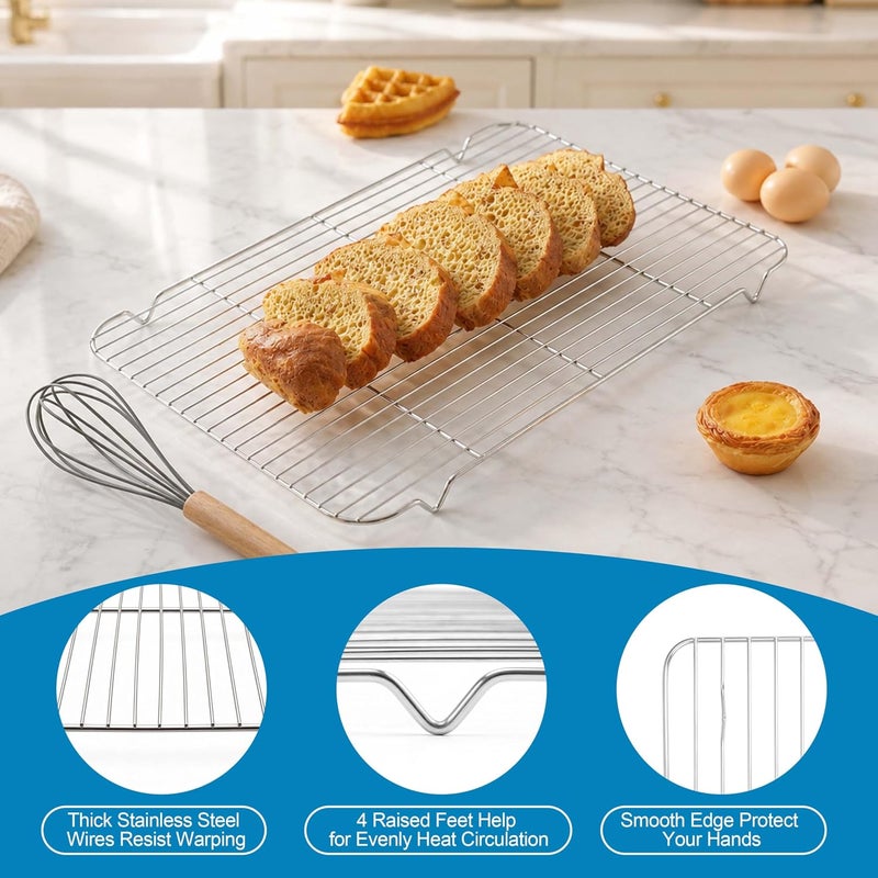 Herogo Large Baking Sheet with Wire Rack Set(1 Pans + 1 Racks), 20 x 14 x 1 Inch Stainless Steel Big Cookie Pan Set for Baking & Roasting, Rust & Warp Resistant & Nonstick - Image 4