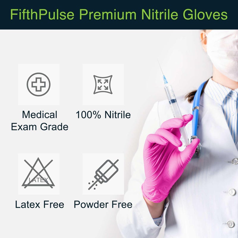 FifthPulse Fuchsia Hot Pink Nitrile Disposable Gloves - 50 Count - 3 Mil Nitrile Gloves Large - Powder and Latex Free Rubber Gloves - Surgical Medical Exam Gloves - Food Safe Cooking Gloves - Image 5