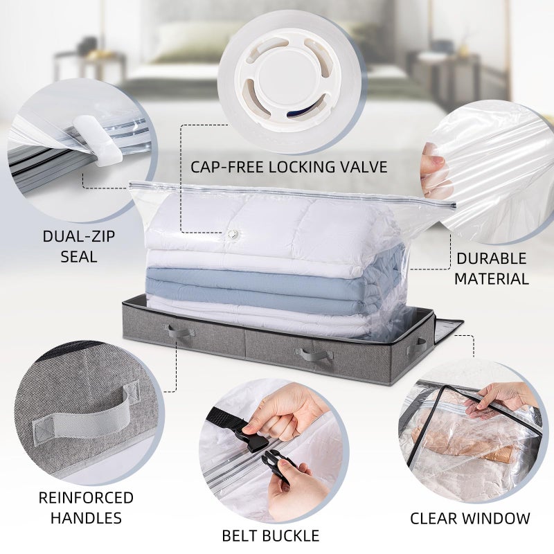 TAILI Under Bed Vacuum Storage Bags for Comforters and Blankets, Save 80% Space, Large Capacity Foldable Under Bed Storage Box for Quilts Pillow Blankets Linen, 41" x 17.7" x 6", Jumbo Vacuum Seal - Image 5