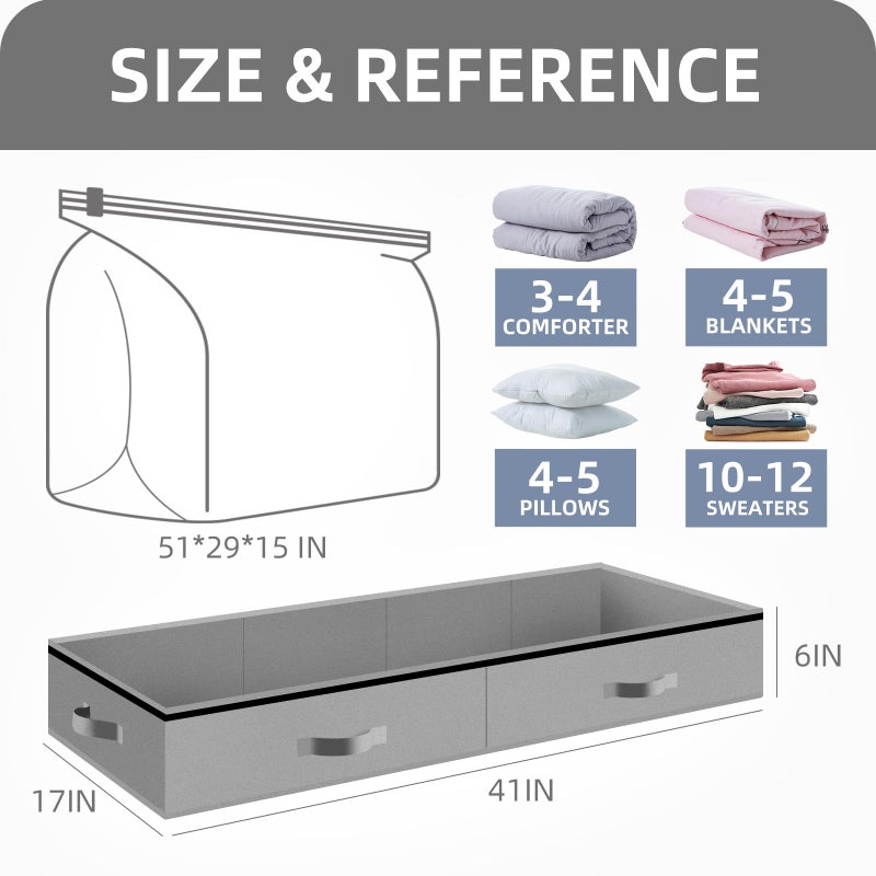 TAILI Under Bed Vacuum Storage Bags for Comforters and Blankets, Save 80% Space, Large Capacity Foldable Under Bed Storage Box for Quilts Pillow Blankets Linen, 41" x 17.7" x 6", Jumbo Vacuum Seal - Image 4