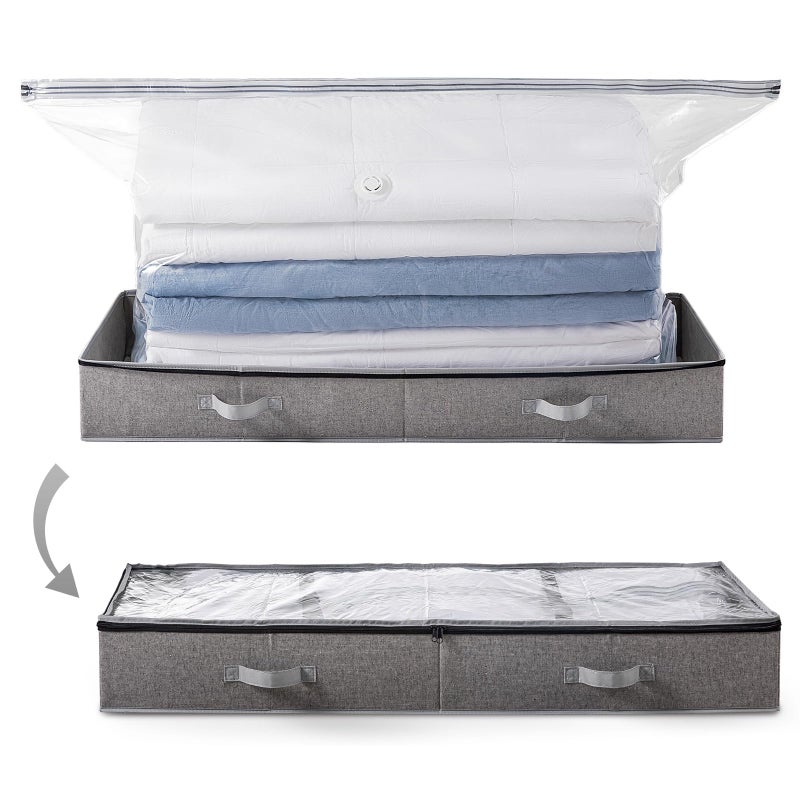 TAILI Under Bed Vacuum Storage Bags for Comforters and Blankets, Save 80% Space, Large Capacity Foldable Under Bed Storage Box for Quilts Pillow Blankets Linen, 41" x 17.7" x 6", Jumbo Vacuum Seal - Image 1