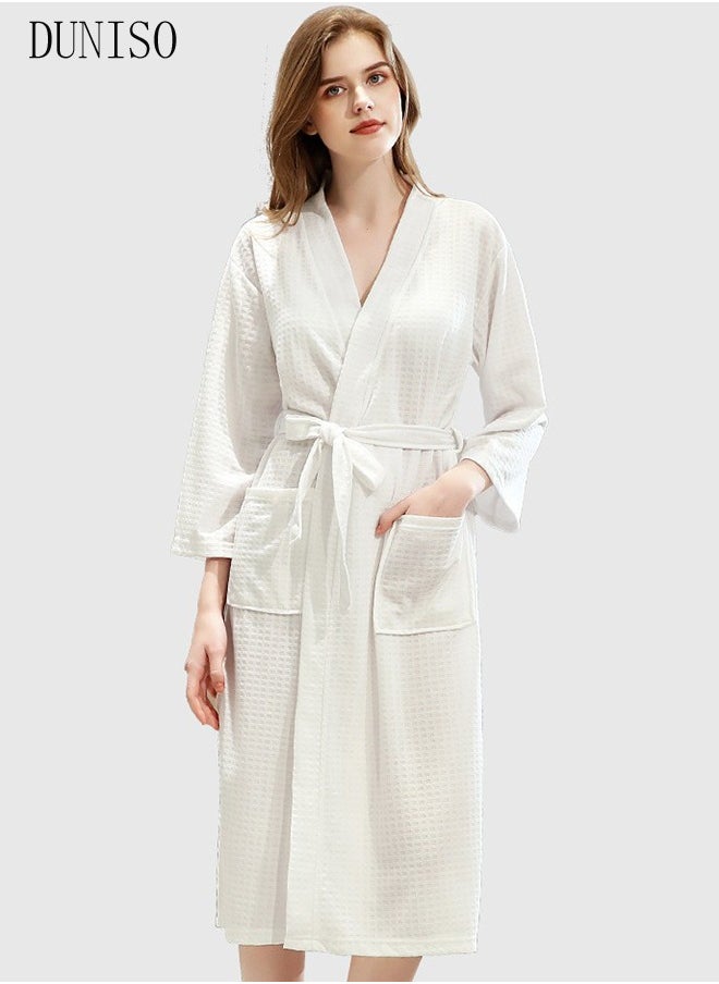 DUNISO Women's Robe Lightweight Soft Kimono Robes Loungewear with Long Sleeve Side Pockets Sleepwear Spa Robe Nightwear Nightgown Women Water Bathrobe Bridesmaid Robes Dressing Gown Autumn Robe  - Image 5