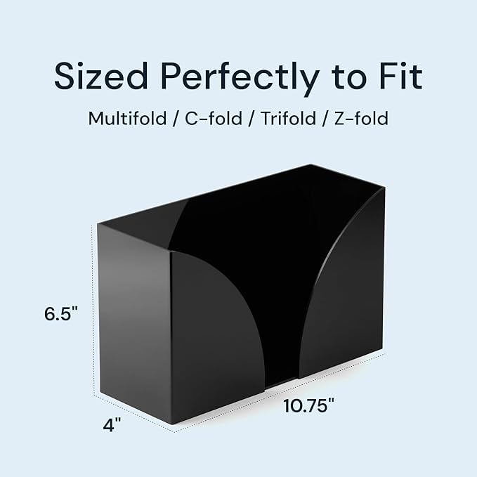Countertop Paper Towel Holder Dispenser Black Acrylic Storage Holder for Kitchen or Bathroom Use for Multifold C Fold Trifold Z Fold Hand Towel Napkins Commercial or Home Use  - Image 2
