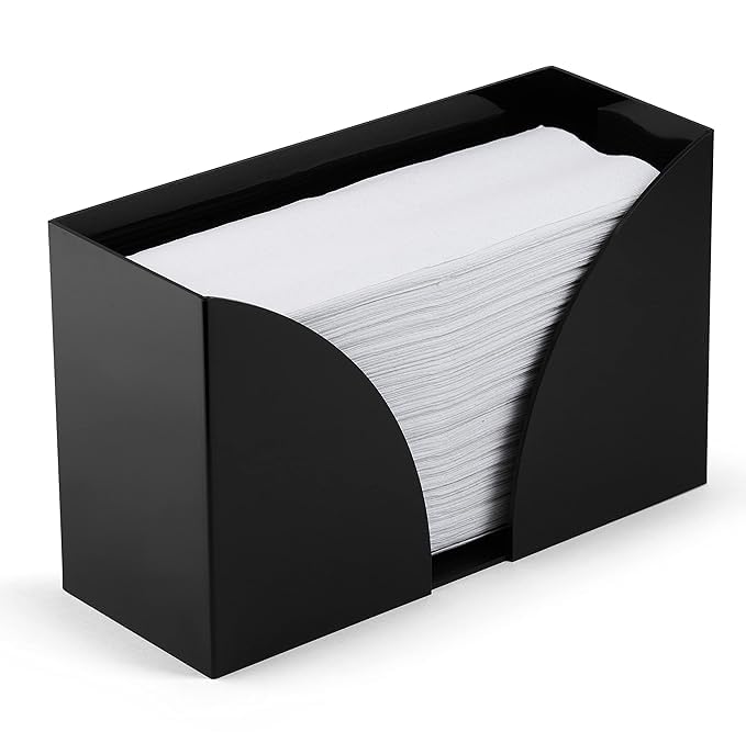 Countertop Paper Towel Holder Dispenser Black Acrylic Storage Holder for Kitchen or Bathroom Use for Multifold C Fold Trifold Z Fold Hand Towel Napkins Commercial or Home Use  - Image 1