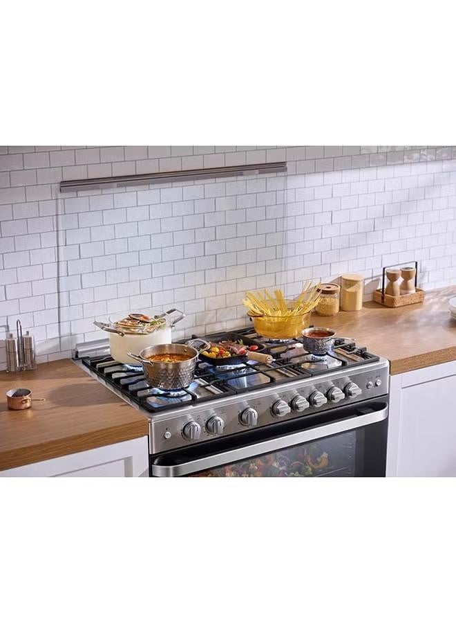Midea 90x60cm Freestanding Cooker, Full Gas Cooking Range with 5 Burners, Automatic Ignition & Full Safety, Cast Iron Pan Support, Stainless Steel Finish, Separate Knob for Oven & Grill MFO-MG36LE-SS (OL) Silver 5 MFO-MG36LE-SS (OL) silver - Image 4