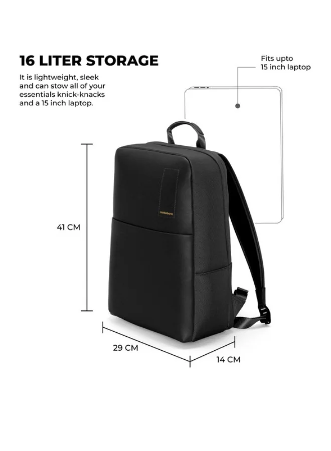 Mokobara  The Backpack 15.5" Inch Laptop Backpack Padded Shoulder Daily Use Office Backpack for Men Women (Black)  | Best Price UAE