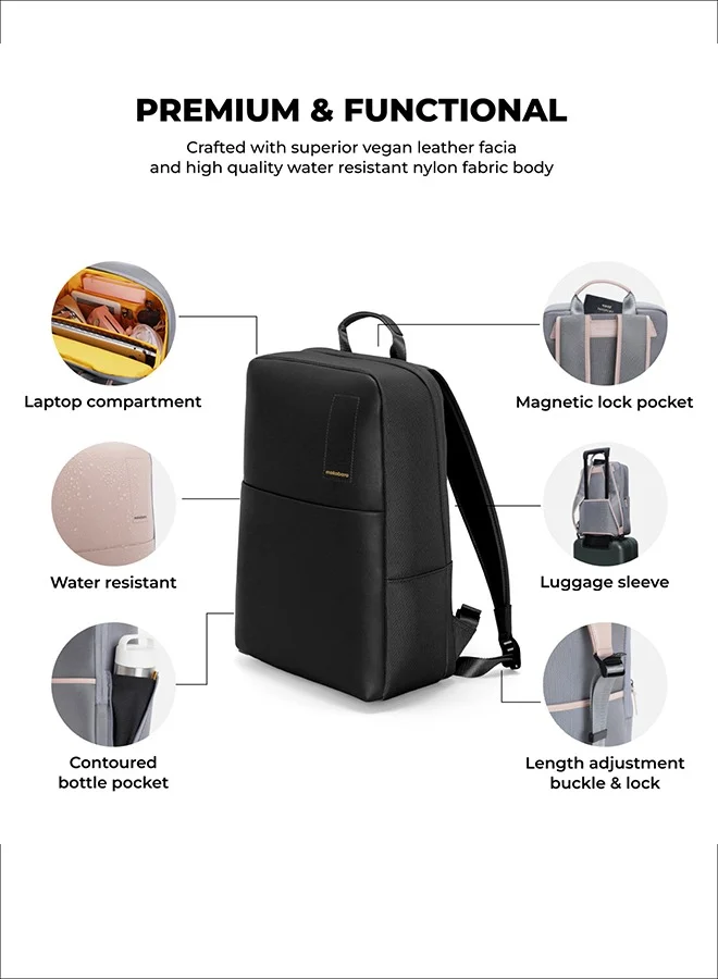 Mokobara  The Backpack 15.5" Inch Laptop Backpack Padded Shoulder Daily Use Office Backpack for Men Women (Black)  | Best Price UAE