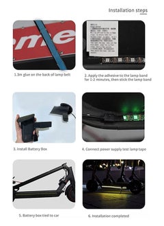 Generic Electric Scooter LED Strip Light, 2 Pack Night Cycling Foldable Colorful Lamp Waterproof Safety Skateboard Decorative Accessories for Xiaomi M365/pro, for Ninebot/for Mercane Wide Wheel Scooter  - Image 5