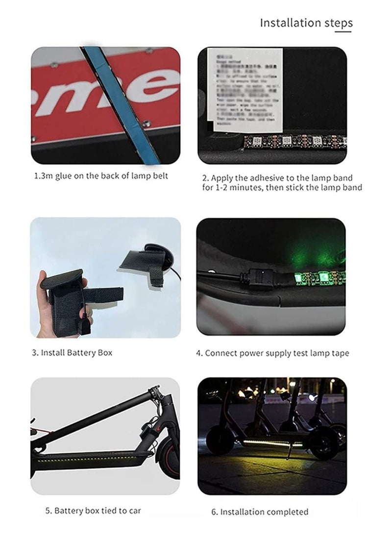 Generic Electric Scooter LED Strip Light, 2 Pack Night Cycling Foldable Colorful Lamp Waterproof Safety Skateboard Decorative Accessories for Xiaomi M365/pro, for Ninebot/for Mercane Wide Wheel Scooter - Image 5