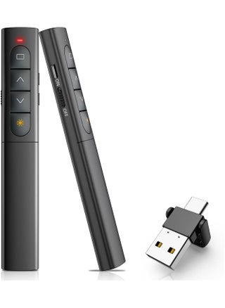 Presentation Clicker, Wireless Presenter, PPT Power Point Clicker, RF 2.4GHz USB Type C Presentation Remote Control Presentation Clicker for Keynote/PPT/Mac/PC (Black, Dual Port with Red LED) - pzsku/ZC16EA2572A50D7403325Z/45/_/1718952406/f9db683b-3e6a-4e67-9e72-bfba4784aa56