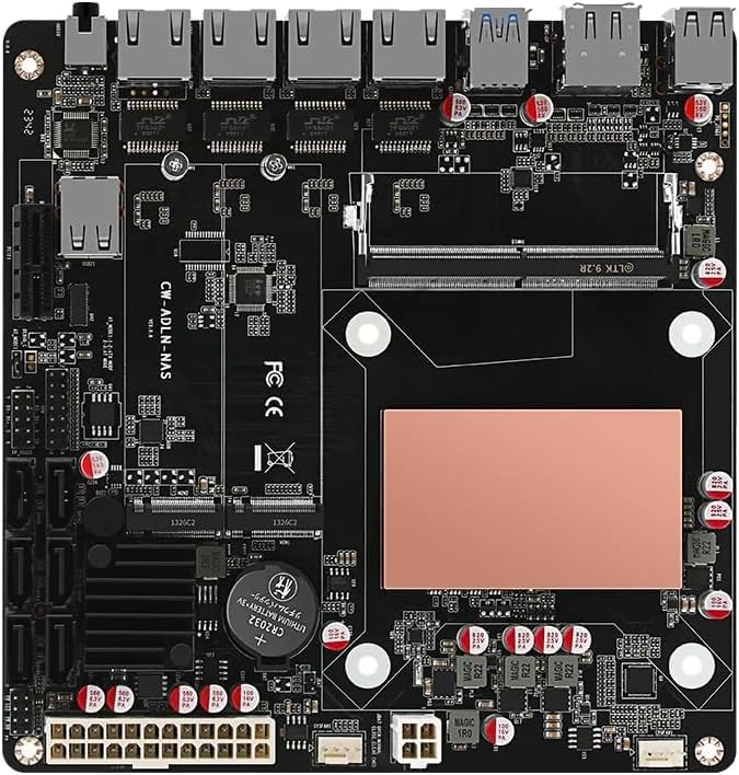 UDPTCP NAS Motherboard N100 with 6 Bay SATA30 Mini ITX Mainboard with 4 Port i226 25GbE LAN Soft Router Board DDR5 with Dual M2 NVMe PCle30 x4 - Image 1