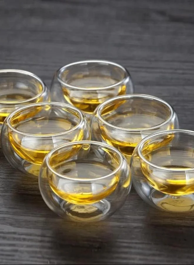 1Chase  1CHASE Set of 6 - Double Wall Borosilicate Glass Tea Cup, 50ml  | Best Price UAE