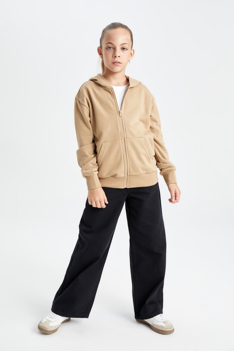 DeFacto Girl Basic Hooded Zippered School Cardigan - Image 3
