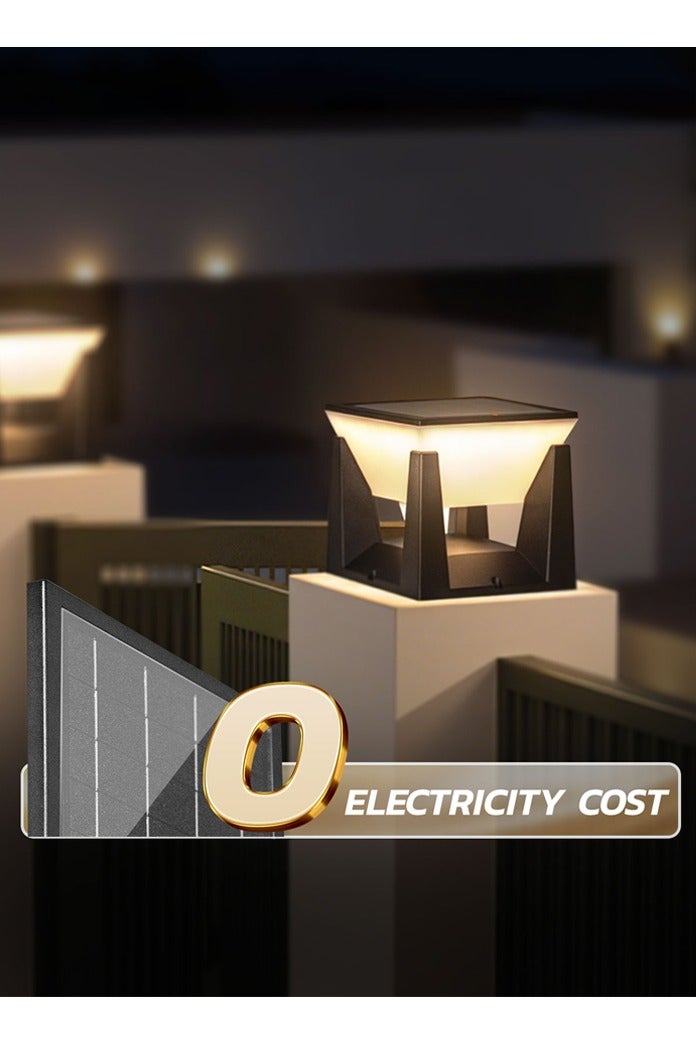 مودي عبوتان من مصابيح LED شمسية للسياج – مصابيح أعمدة خارجية مقاومة للماء بثلاثة ألوان، مستشعر تلقائي – للحديقة، الأعمدة، الشرفة - Image 1