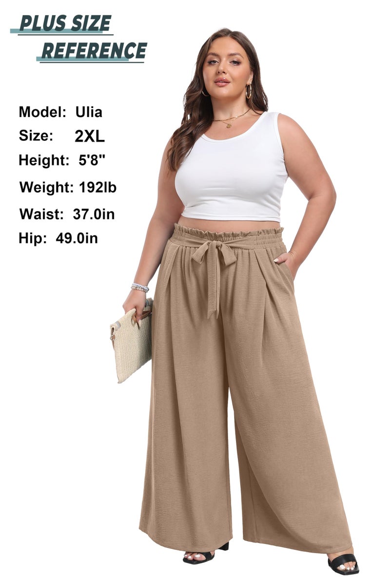 Lepunuo Womens High Waisted Palazzo Pants Casual Wide Leg Long Lounge Pant Trousers with Pocket - Image 4