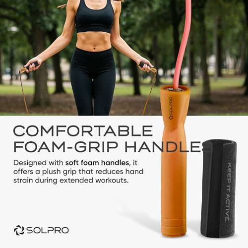 Solpro Hoppit Adjustable Jump Rope Skipping Rope with soft foam handle for men, women, kids, fitness & exercise | Unisex, Tangle-Free, Sweat-Resistant | Home & gym workouts.(Orange) - Image 3