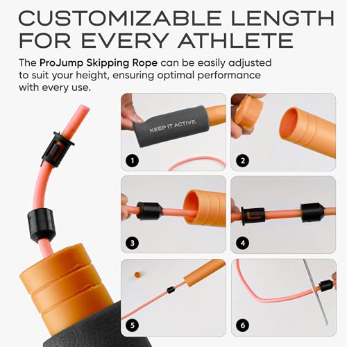 Solpro Hoppit Adjustable Jump Rope Skipping Rope with soft foam handle for men, women, kids, fitness & exercise | Unisex, Tangle-Free, Sweat-Resistant | Home & gym workouts.(Orange) - Image 5