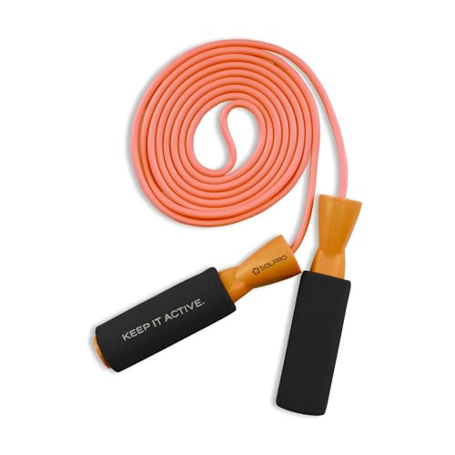 Solpro Hoppit Adjustable Jump Rope Skipping Rope with soft foam handle for men, women, kids, fitness & exercise | Unisex, Tangle-Free, Sweat-Resistant | Home & gym workouts.(Orange) - Image 1