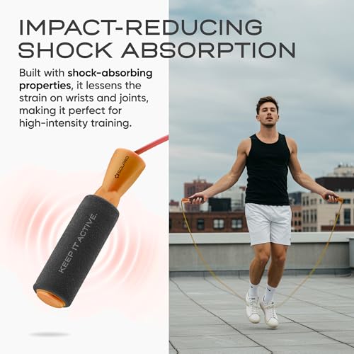 Solpro Hoppit Adjustable Jump Rope Skipping Rope with soft foam handle for men, women, kids, fitness & exercise | Unisex, Tangle-Free, Sweat-Resistant | Home & gym workouts.(Orange) - Image 4