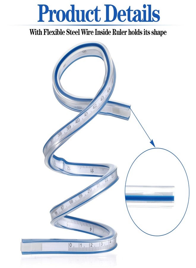 Styquenzer 2 PCS Flexible Curve Ruler for Drawing, Double-Side Bendable Curve Ruler Plastic 60cm/24 Inch Sewing Rulers for Drawing, Sewing, Engineering, Design Graphics, Pattern Making - Image 3