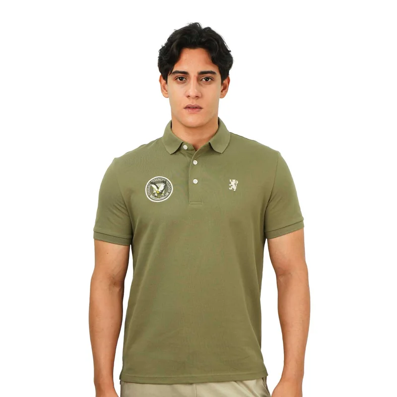 GIORDANO Men's Embroidered Bold Polo - Slim Fit, Cotton Lycra Pique