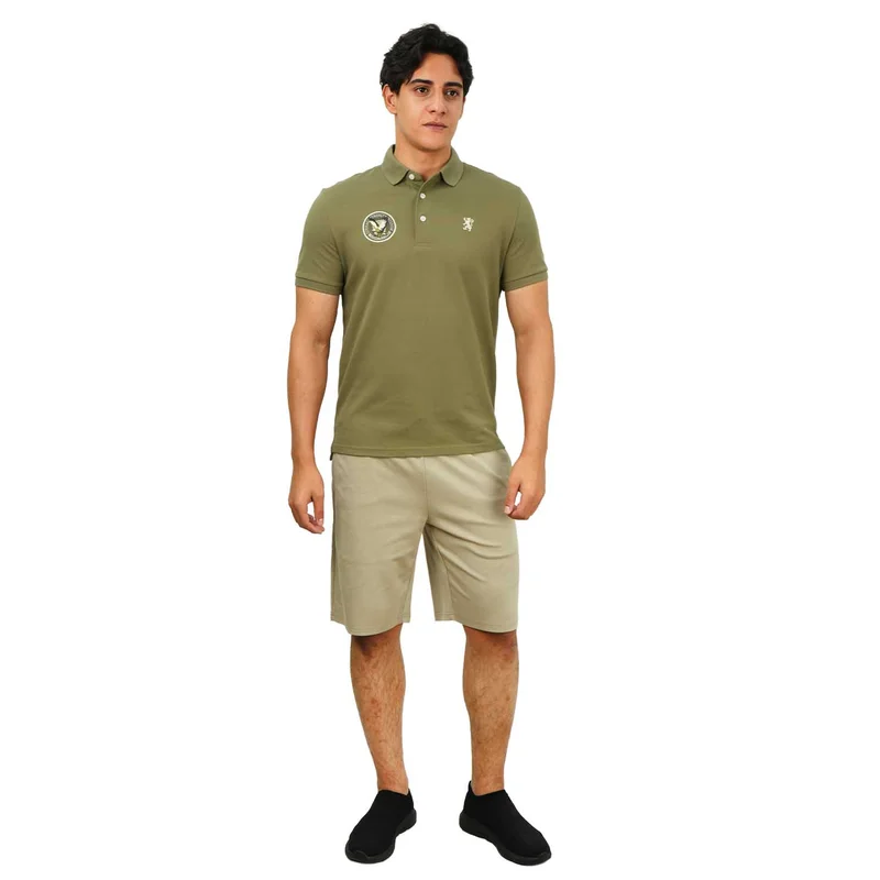 GIORDANO Men's Embroidered Bold Polo - Slim Fit, Cotton Lycra Pique