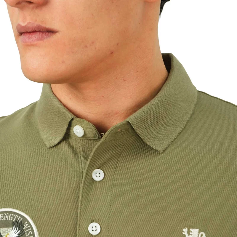 GIORDANO Men's Embroidered Bold Polo - Slim Fit, Cotton Lycra Pique