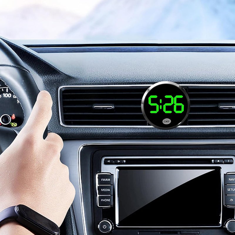 Silver Touch Control LED Clock for Car Dashboard Fridge RV Classroom Travel Vehicle - Image 2