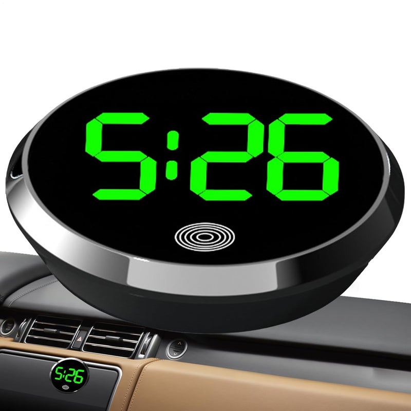 Silver Touch Control LED Clock for Car Dashboard Fridge RV Classroom Travel Vehicle - Image 1
