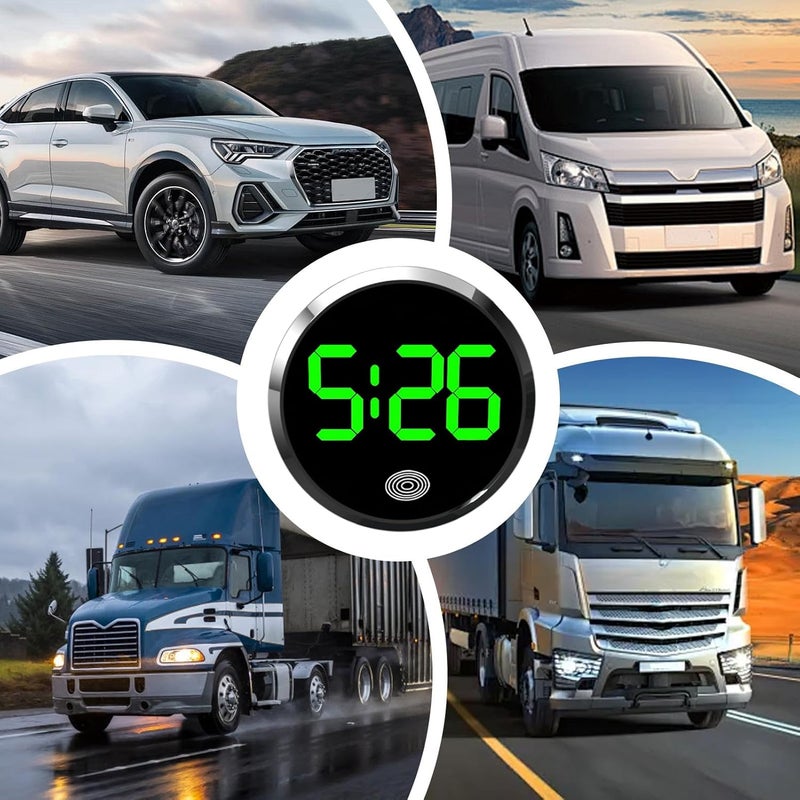 Silver Touch Control LED Clock for Car Dashboard Fridge RV Classroom Travel Vehicle - Image 4