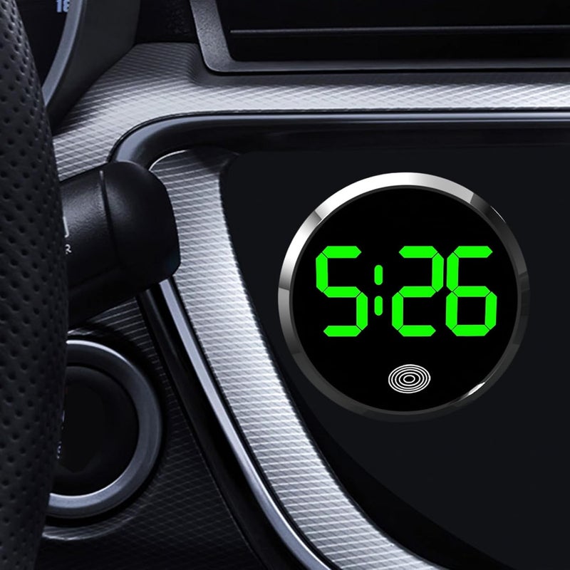 Silver Touch Control LED Clock for Car Dashboard Fridge RV Classroom Travel Vehicle - Image 3