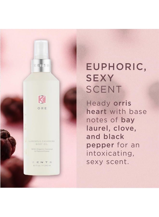 zents Luminous Cashmere Body Oil, Soften and Moisturize Skin with Vitamin E and Organic Coconut Oil, 8 fl oz / 240 ml (Ore) - Image 4