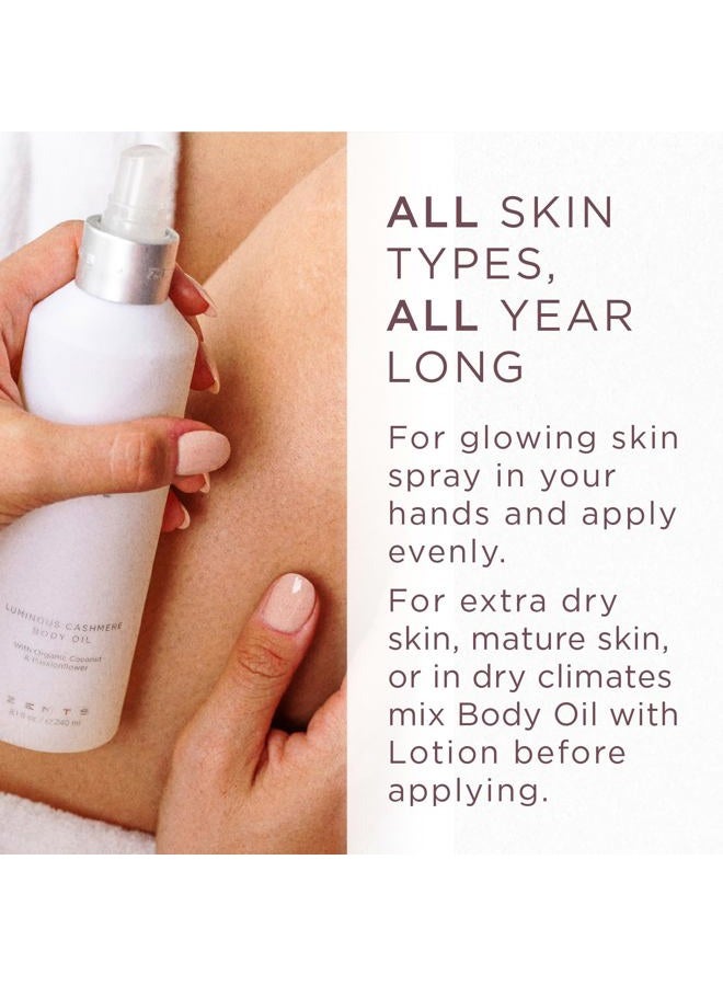 zents Luminous Cashmere Body Oil, Soften and Moisturize Skin with Vitamin E and Organic Coconut Oil, 8 fl oz / 240 ml (Ore) - Image 5
