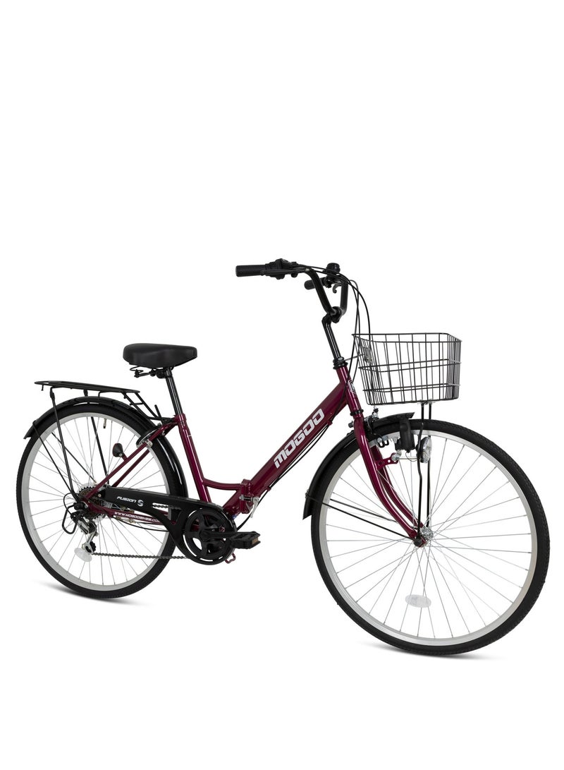 MOGOO Fusion 24-Inch Road Bike | 24-Inch Wheel Size | Adjustable Seat | With Basket And Carrier | Red Color - Image 2
