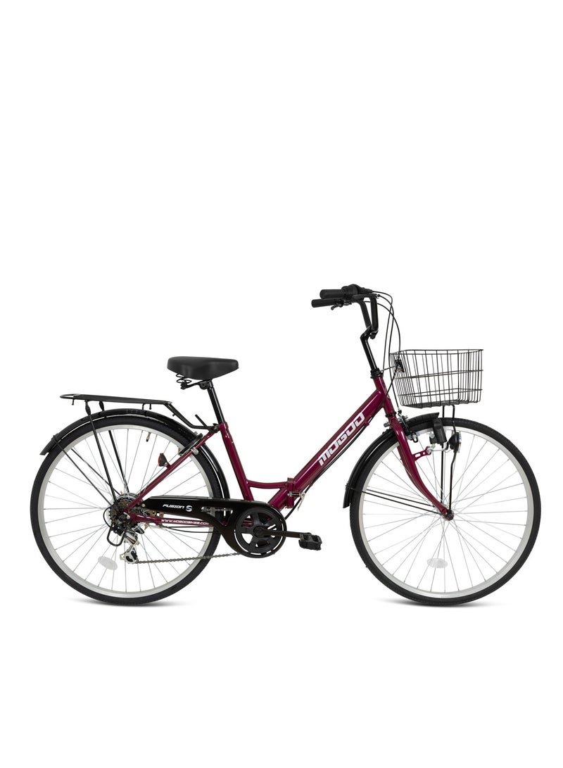 MOGOO Fusion 24-Inch Road Bike | 24-Inch Wheel Size | Adjustable Seat | With Basket And Carrier | Red Color - Image 1