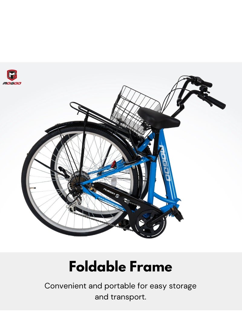 MOGOO Fusion 24-Inch Road Bike | 24-Inch Wheel Size | Adjustable Seat | With Basket And Carrier | Red Color - Image 5
