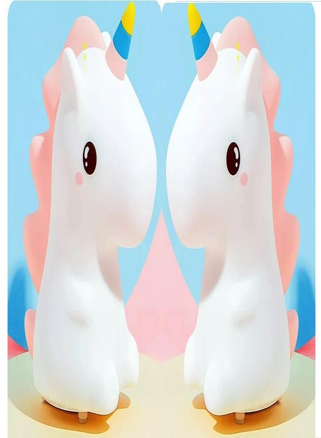 Groeien Pack of 2 Unicorn Horse Touch Silicone Night Lamp for Bedroom, Kids, Birthday Gifts, Valentine Gift for Couples, USB Rechargeable, 7 Colour Changing Light (Multicolor) (Unicorn Horse lamp, 2) - Image 1